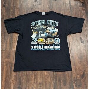 Pittsburgh Steelers Penguins Shirt Mens XL NFL NHL Champions 2009 Gildan